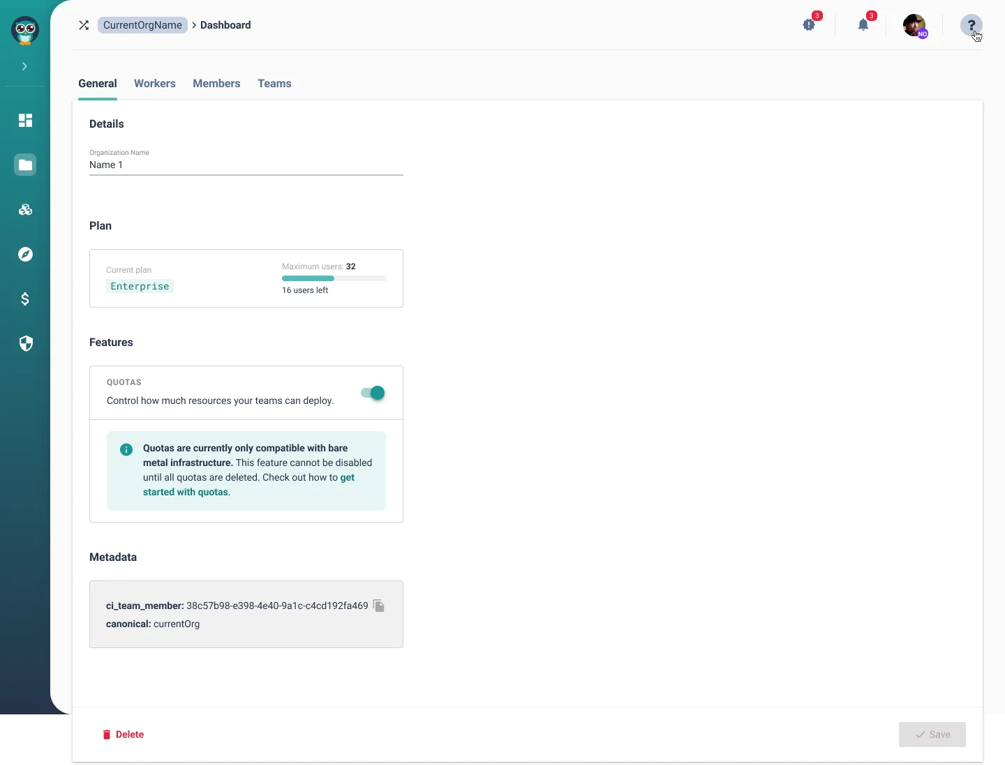 Feature switch: Quota enabled