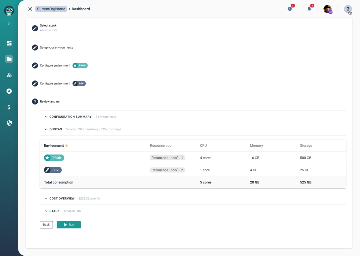 Quota enforcement during project creation